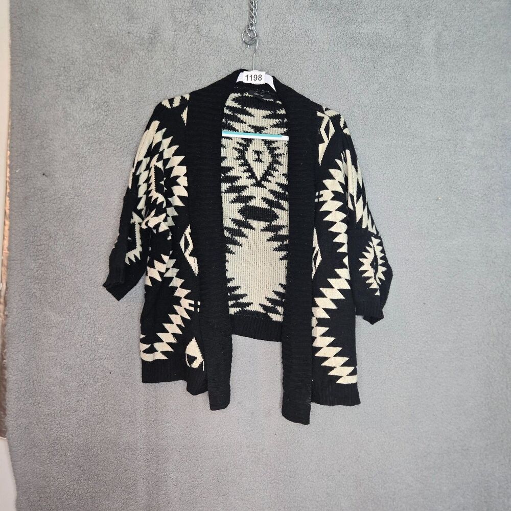 Forever 21 Women's Large Aztec Open Front Sweater Cream